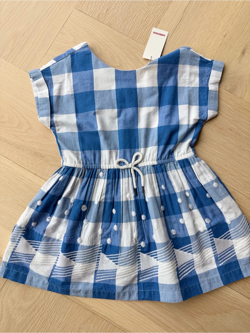 Catimini Blue Gingham Tie-Waist Kids Dress